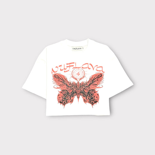 Graphic Butterfly Loose Fitting Women's Cropped Tee