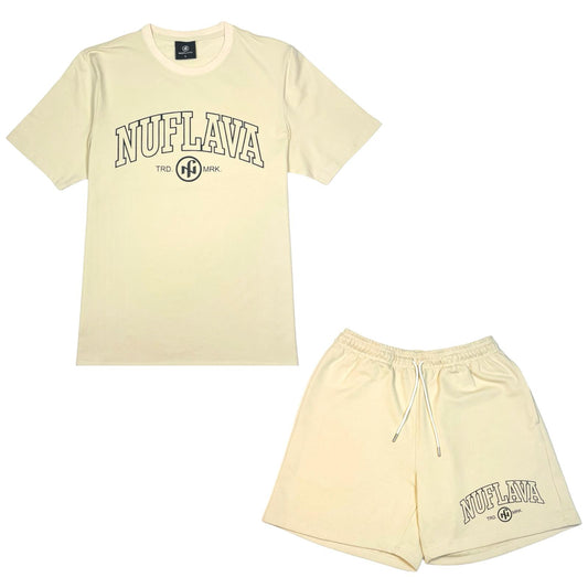 Nuflava beige French terry cotton short set