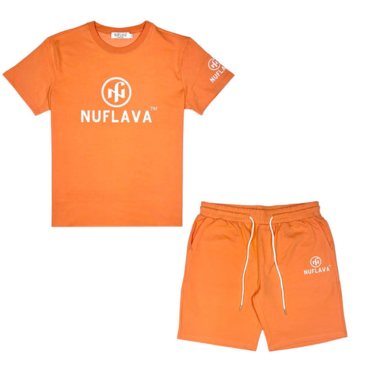 Nuflava original logo light orange short set